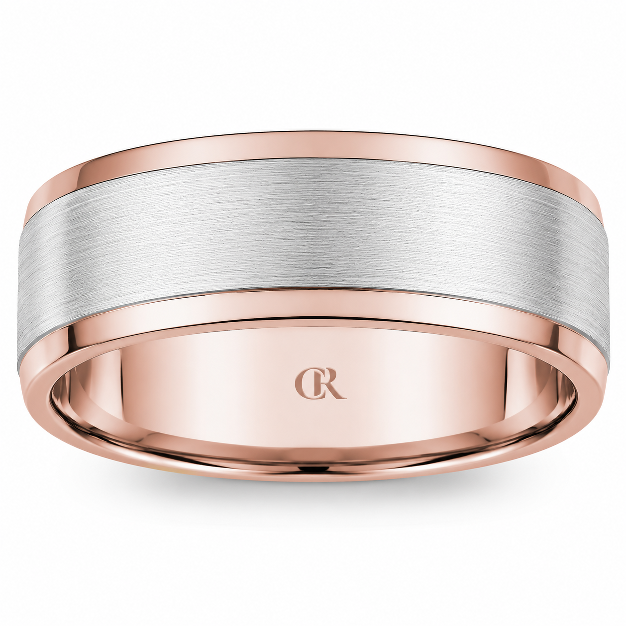 Mens 14kt Two Tone 8mm Sandpaper Wedding Band