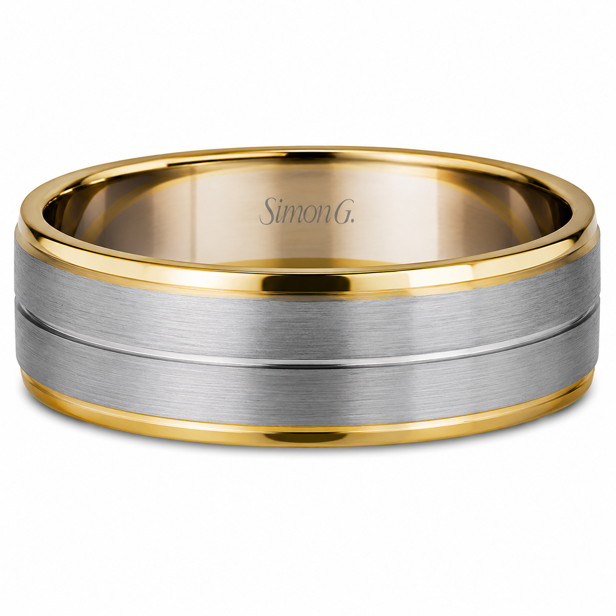 Mens 14kt Two Tone 8mm Wedding Band By Simon G