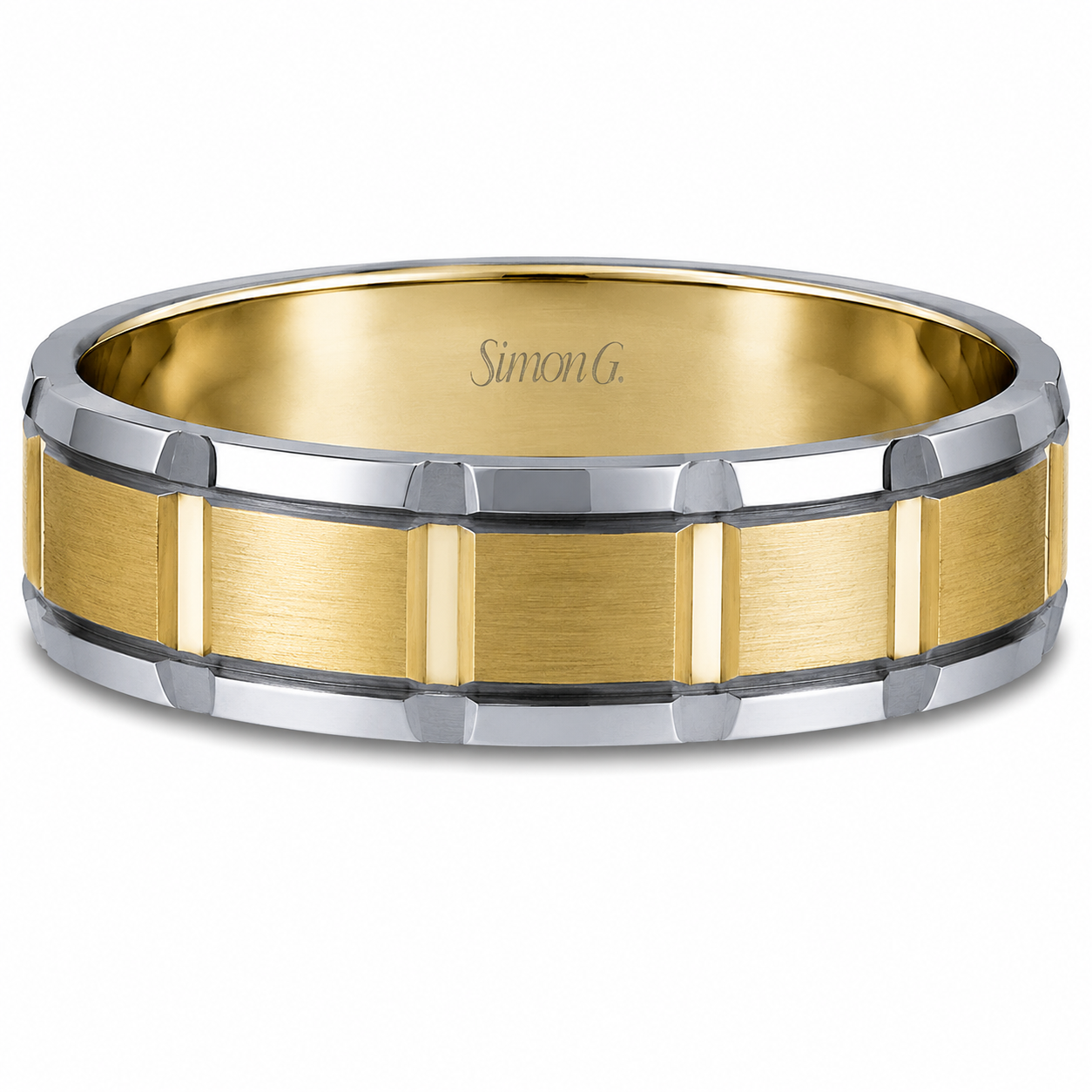 Mens 14kt Two Tone 8mm Wedding Band By Simon G