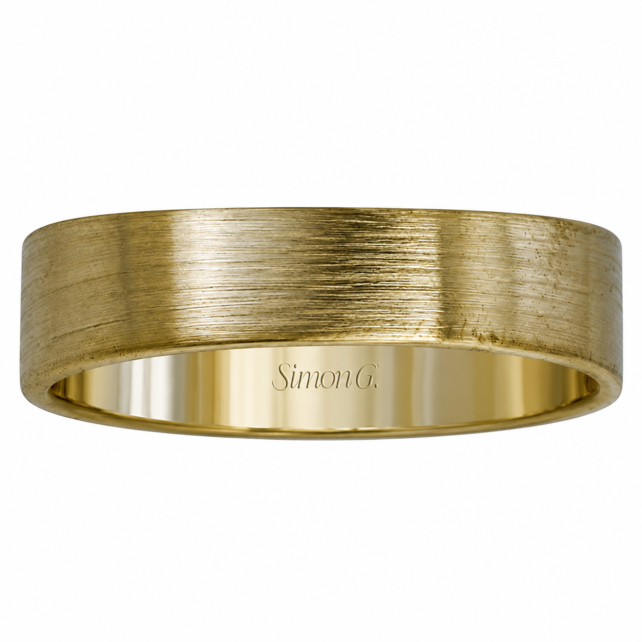 Mens 14kt Yellow Gold 6mm Satin Wedding Band By Simon G