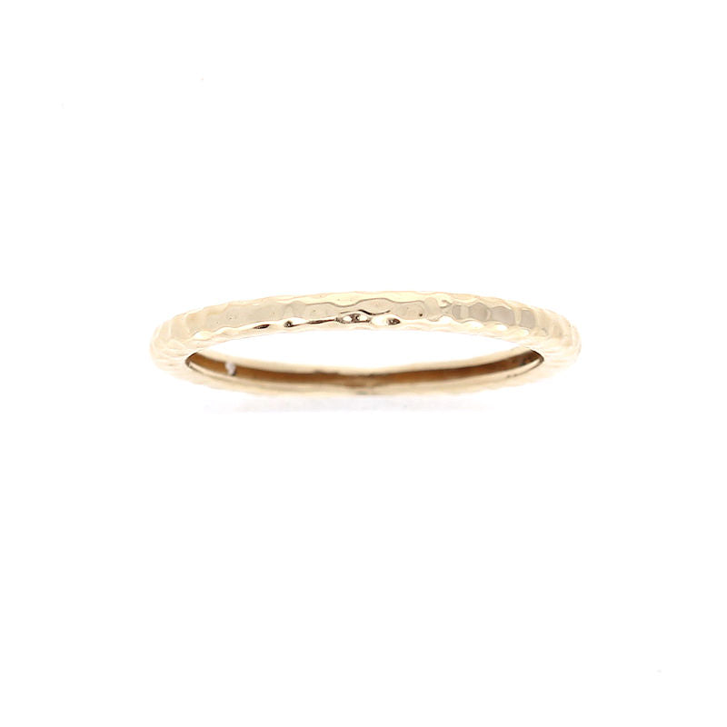 Ladies 14kt Yellow Gold Hammered Wedding Band