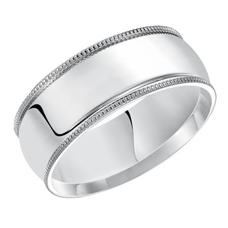 Men's 14kt White Gold 8mm Milgrain Wedding Band