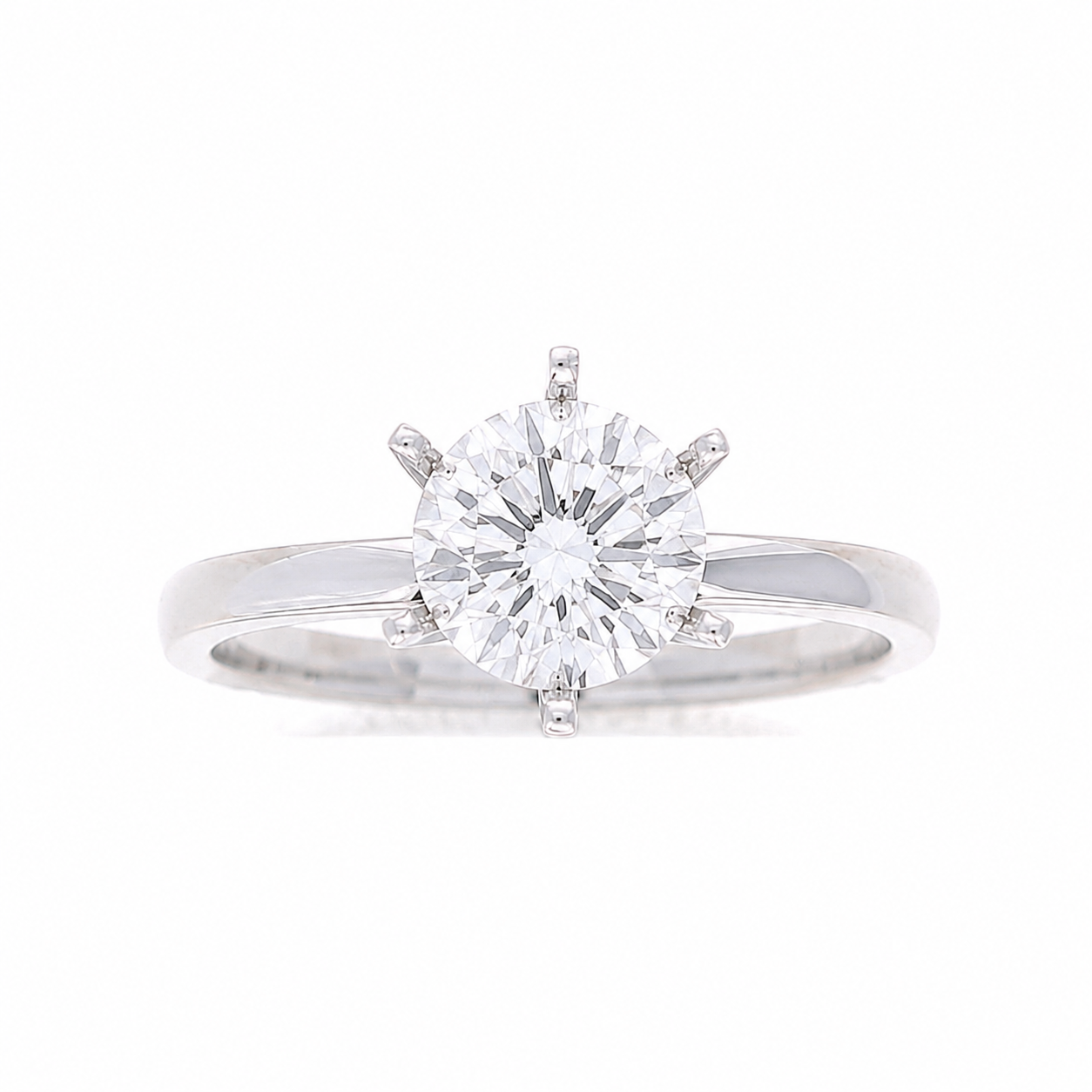 Ladies 14kt White Gold 2mm Solitaire Engagement Ring Setting