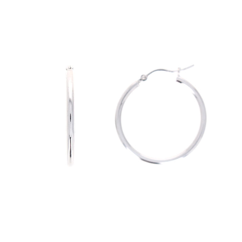 Ladies 14kt White Gold Hoop Earrings