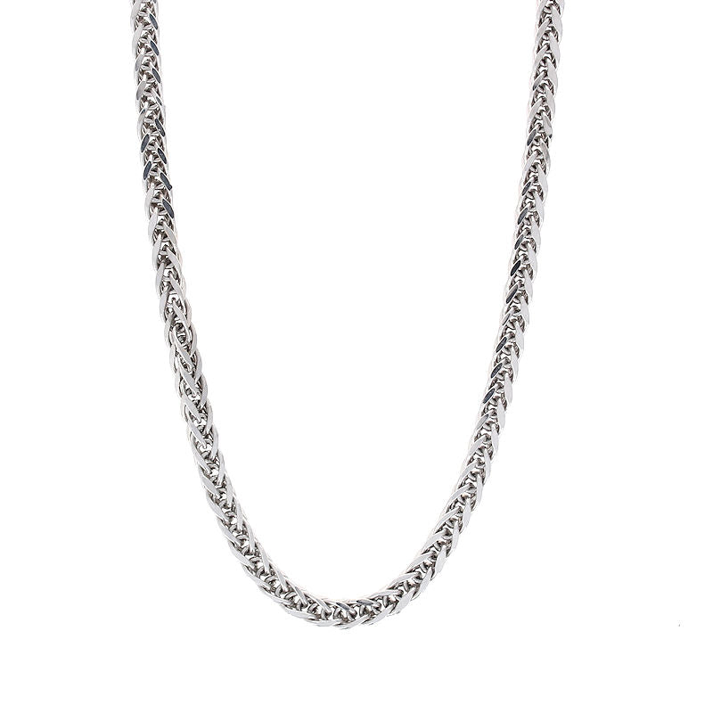 Mens 14kt White Gold 2.1mm Wheat Chain