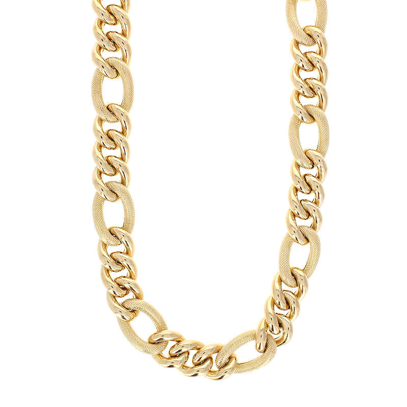 Ladies 18kt Yellow Gold Alternating Link Necklace by Giulio Marotto