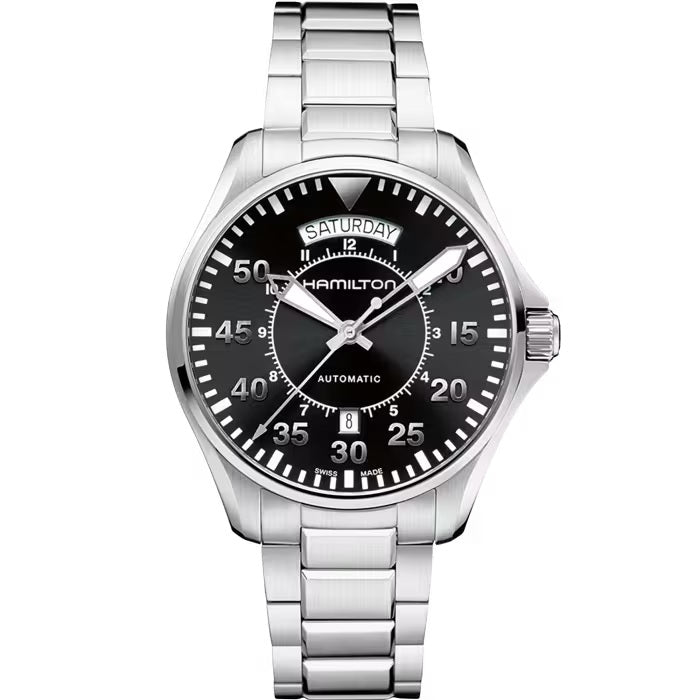 Mens Stainless Steel Khaki Aviation Hamilton Automatic Watch H64615135
