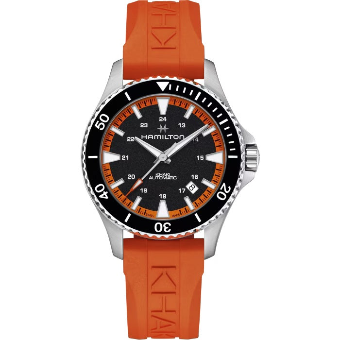 Mens Stainless Steel Khaki Navy Hamilton Automatic Watch H82395331