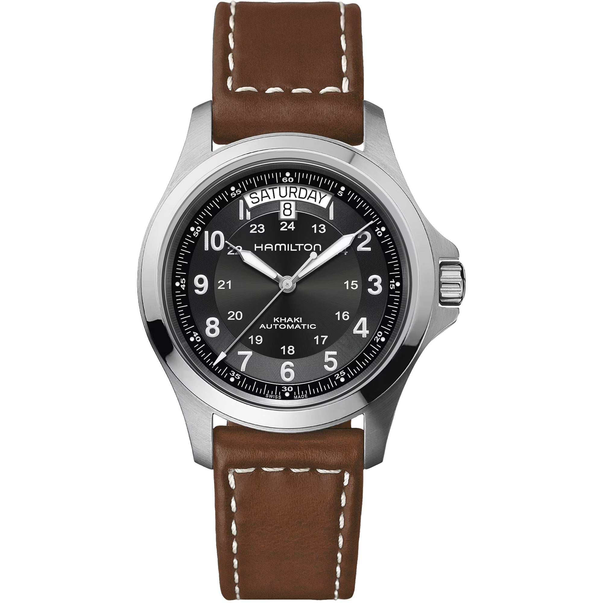 Mens Stainless Steel Khaki Field Hamilton Automatic Watch H64455533