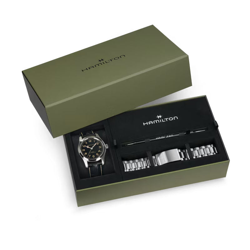 Mens Stainless Steel Khaki Field Murph Hamilton Automatic Watch And Bracelet Bundle H70605732
