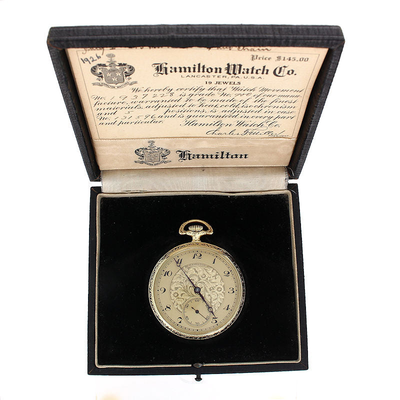 Hamilton 14kt Yellow Gold Filled Manual Wind Open Face Pocket Watch Circa 1922