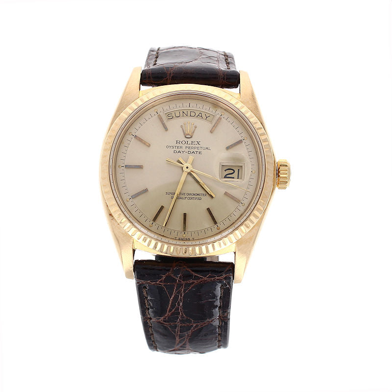 Mens 18kt Yellow Gold Day-Date Automatic Rolex Watch Circa 1969