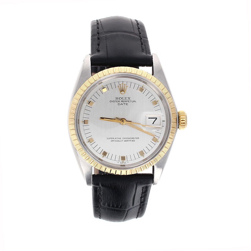 Mens 14kt Yellow Gold and Stainless Steel Date Automatic Rolex Watch Circa 1967