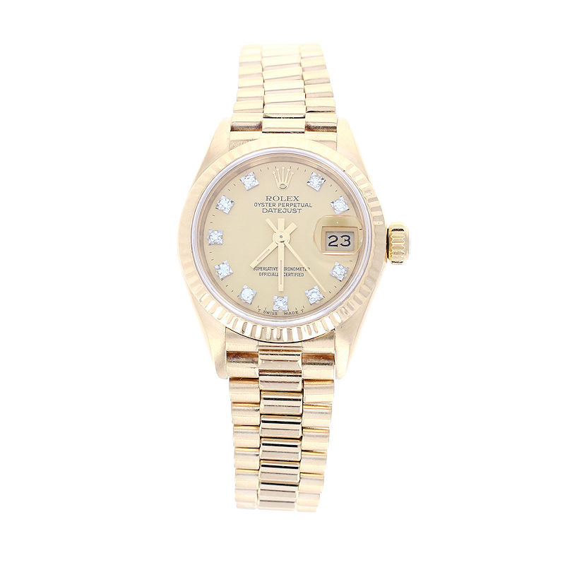 Ladies 18kt Yellow Gold President Model 26mm Automatic Rolex Circa