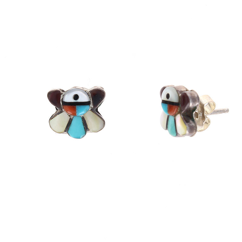 Ladies Sterling Silver Zuni Multi Gemstone Earrings