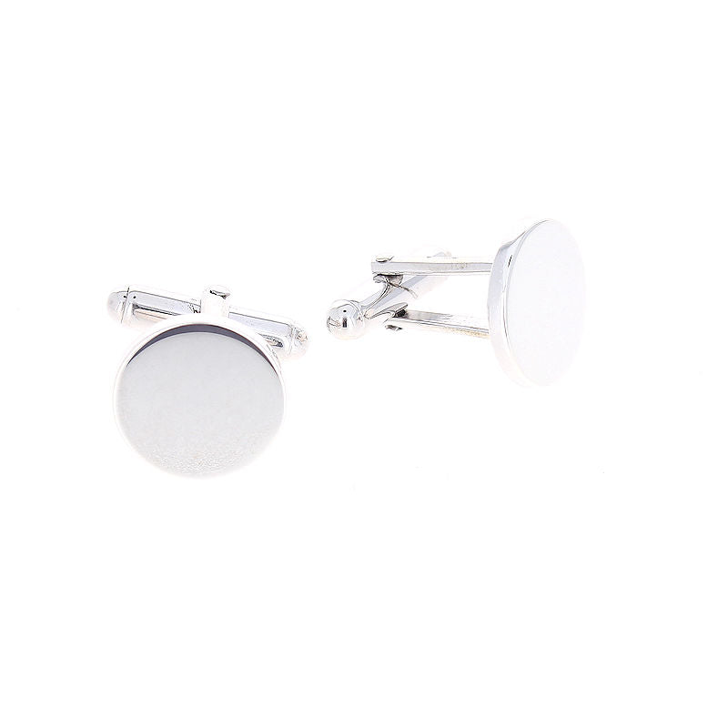 Mens Sterling Silver 15mm Round Cufflinks