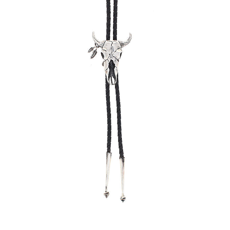 Sterling Silver Cow Skull Bolo Tie
