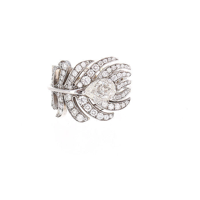 Ladies 18kt White Gold 0.71ct Pear Cut and 0.85cts Diamond Ring