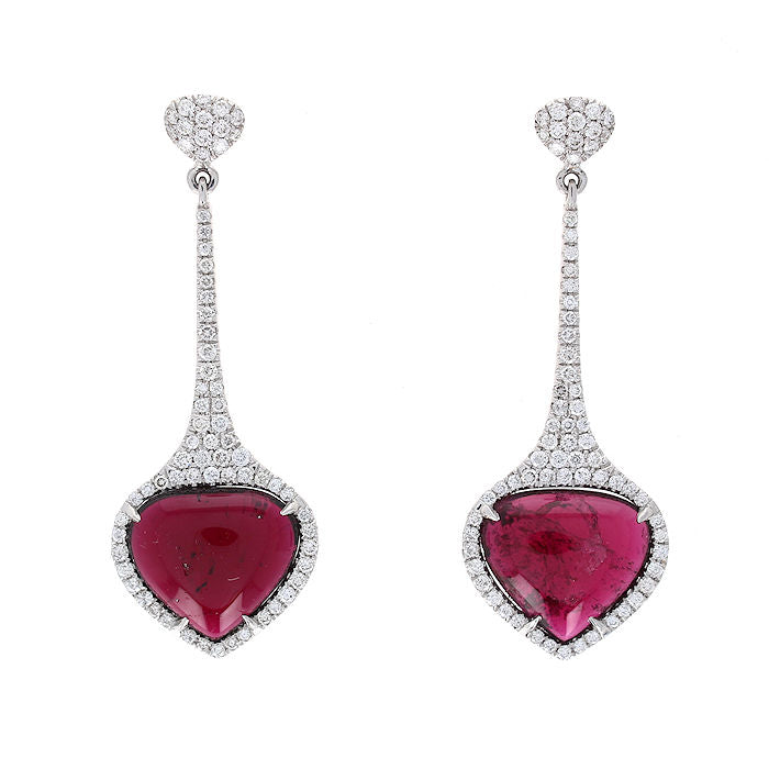 Ladies 14ktWhite Gold 11.65cts Tourmaline and 1.59cts Diamond Earrings