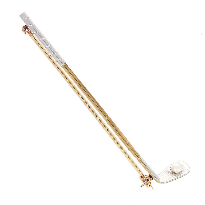Ladies 14kt Yellow and White Golf Club Stick Pin Circa 1940
