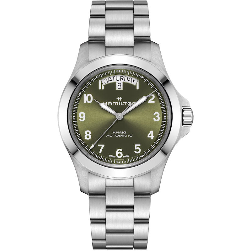 Mens Stainless Steel Khaki Field King Hamilton Automatic Watch H64475160