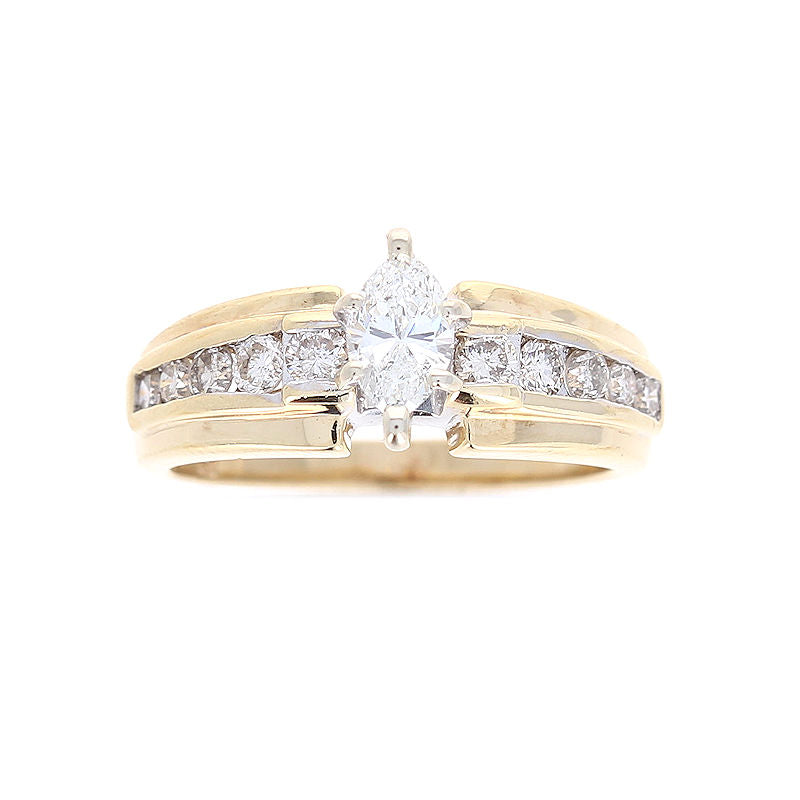 Ladies 14kt Yellow Gold 0.47ct Marquise Cut Diamond Engagement Ring