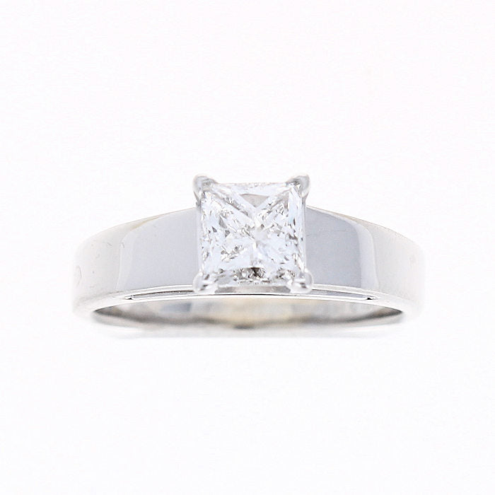 Ladies 14kt White Gold 0.96ct Princess Cut Diamond Solitaire Engagement Ring