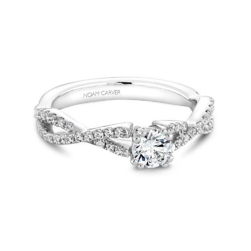 Ladies 14kt White Gold 0.33ct Round and 0.31cts Diamond Engagement Ring