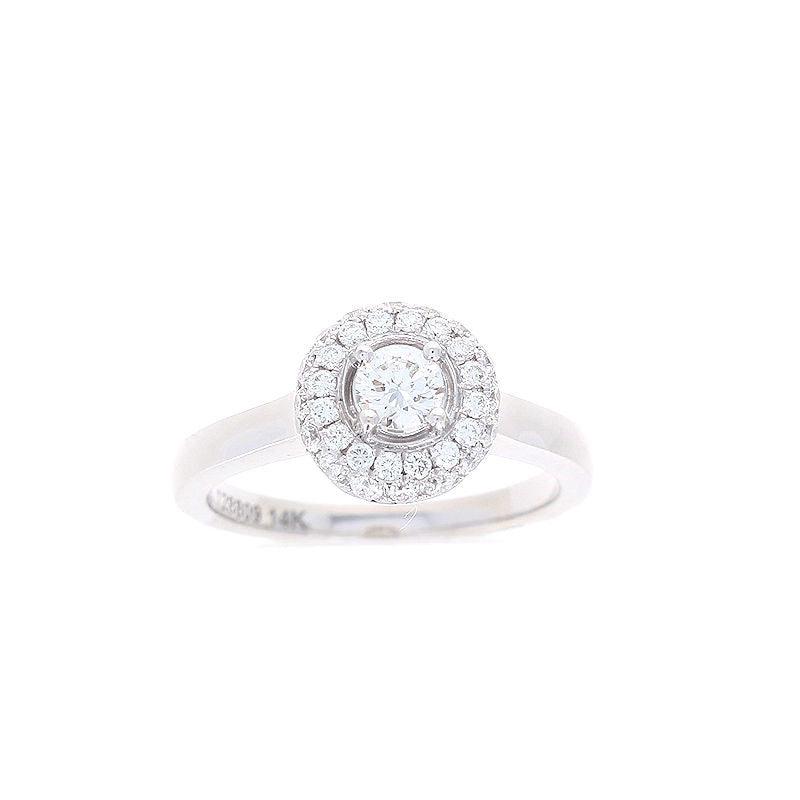 Ladies 14kt White Gold 0.25ct Round and 0.46cts Diamond Engagement Ring