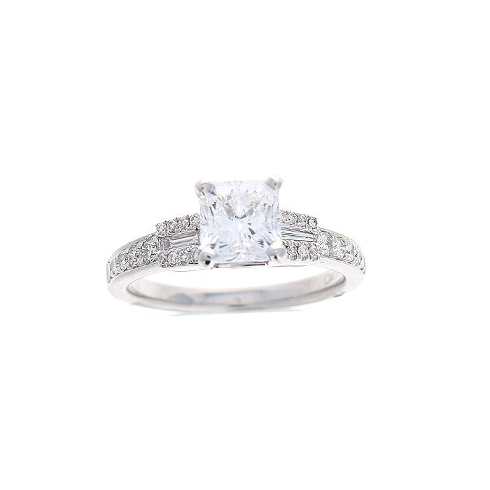 Ladies 18kt White Gold 1.52ct Radiant Cut and 0.38cts Diamond Engagement Ring