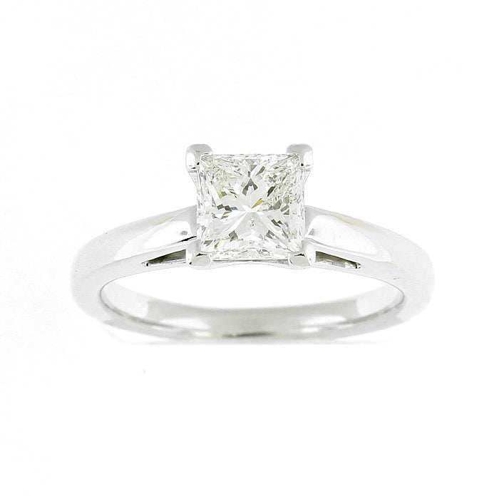 Ladies 18kt White Gold 1.00ct Princess Cut Diamond Engagement Ring