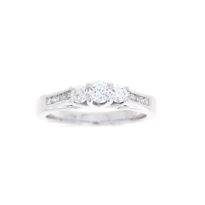 Ladies 14kt White Gold 0.15ct Round Three Stone Diamond Engagement Ring