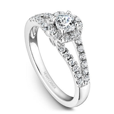 Ladies 14kt White Gold 0.25ct Round and 0.46cts Diamond Engagement Ring