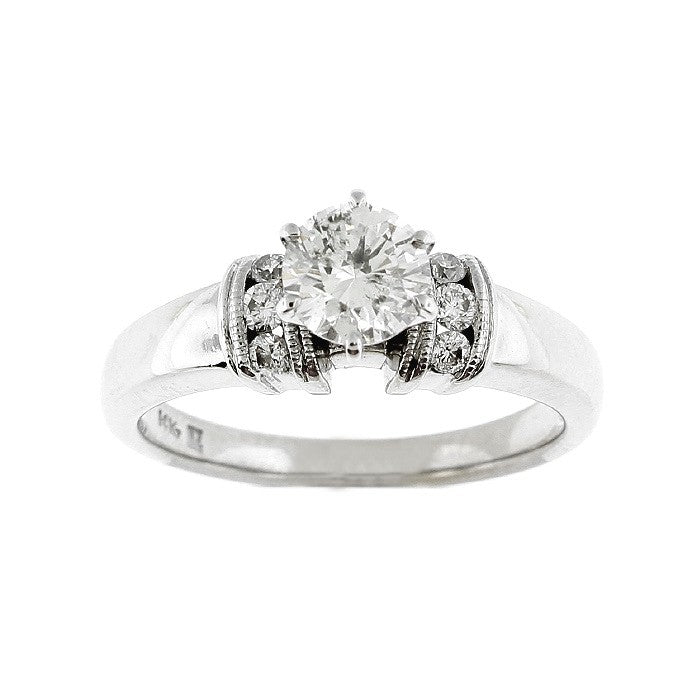Ladies 14kt White Gold 0.73ct Round and 0.16cts Diamond Engagement Ring
