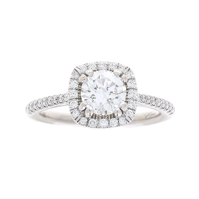 Ladies 14kt White Gold 0.52ct Round and 0.14cts Diamond Halo Engagement Ring