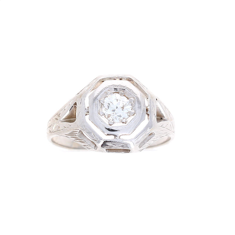 Ladies 18kt White Gold 0.30ct Diamond Engagement Ring Circa 1920