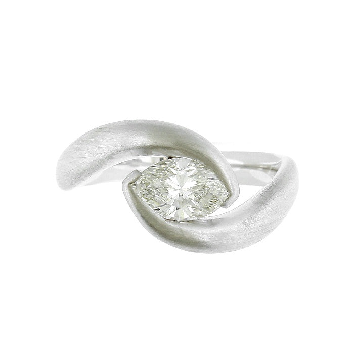 Ladies 14kt White Gold 0.82ct Marquise Diamond Engagement Ring