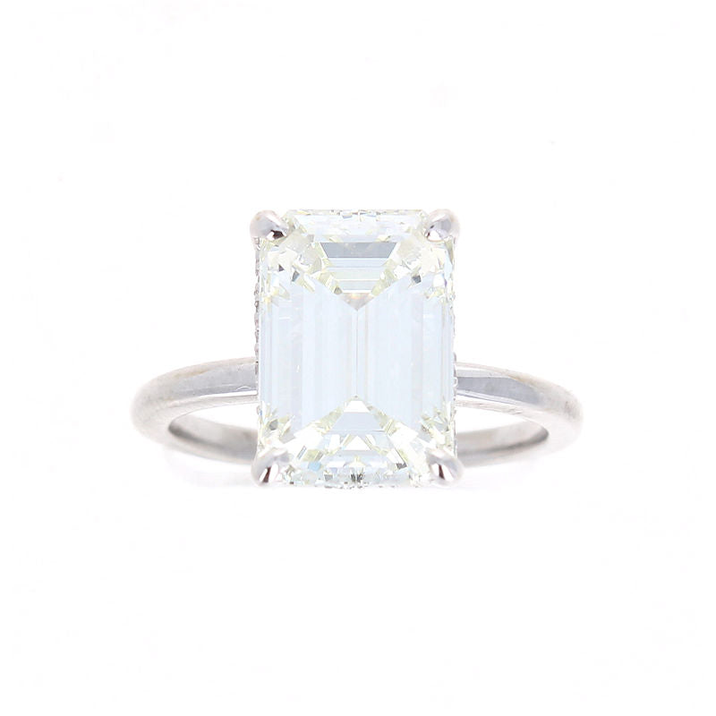 Ladies Platinum 5.03ct Emerald Diamond and 0.16cts Diamond Engagement Ring