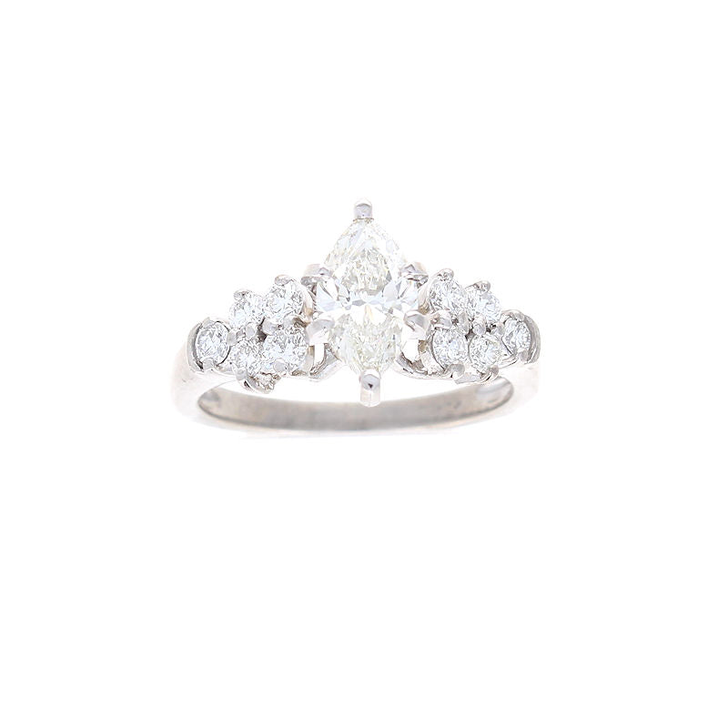 Ladies Platinum 0.75ct Marquise Diamond Engagement Ring