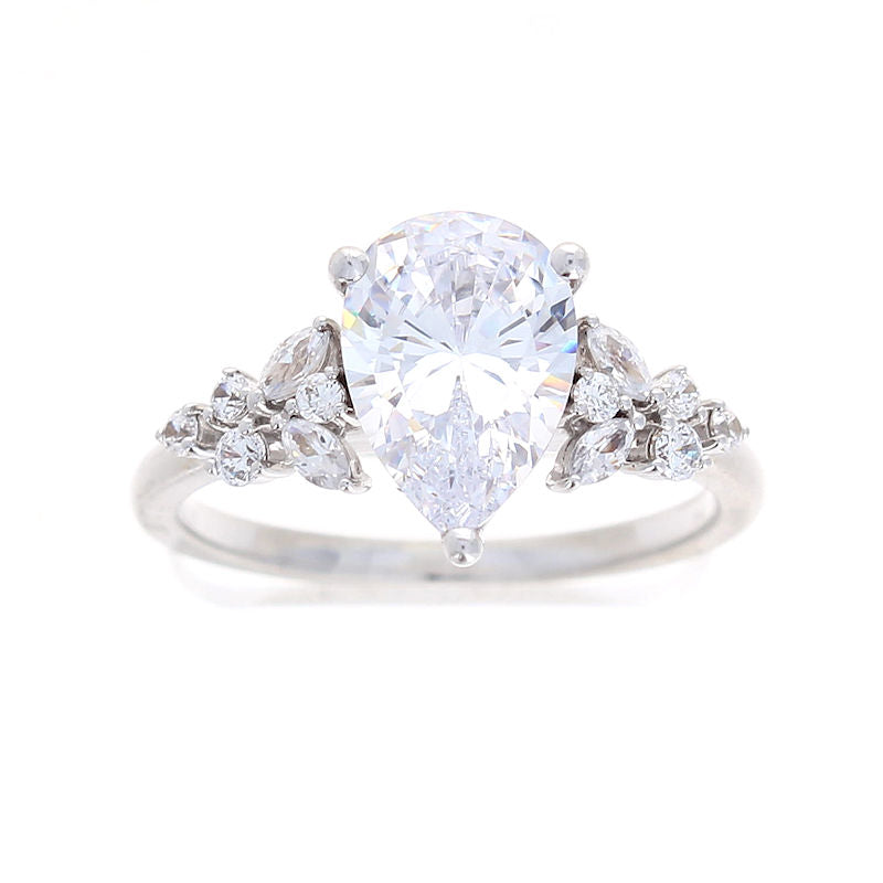 Ladies 14kt White Gold 0.14cts Round and 0.12cts Marquise Diamond Engagement Ring Setting By Zeghani