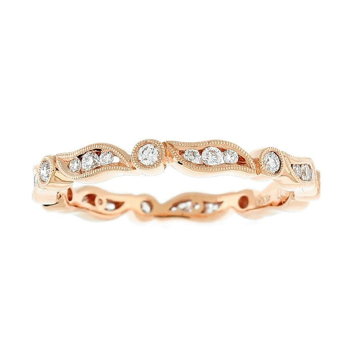 Ladies 18kt Rose Gold 0.27cts Diamond Wedding Band By Simon G