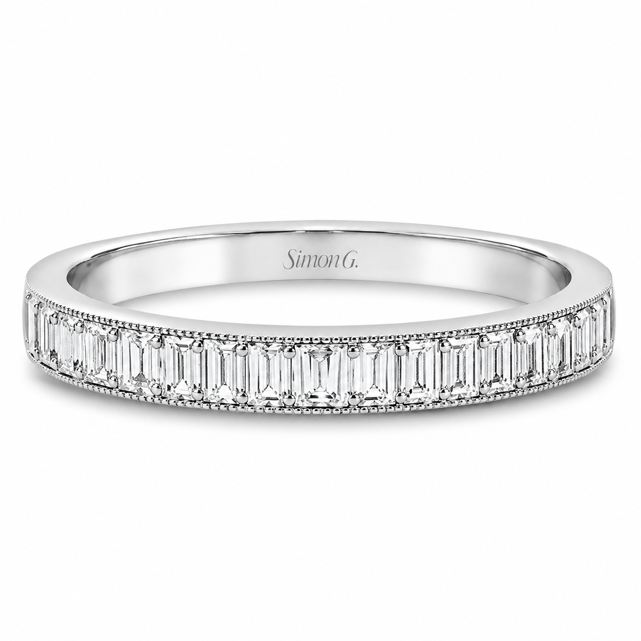 Ladies 18kt White Gold 1.05cts Baguette Diamond Wedding Band By Simon G