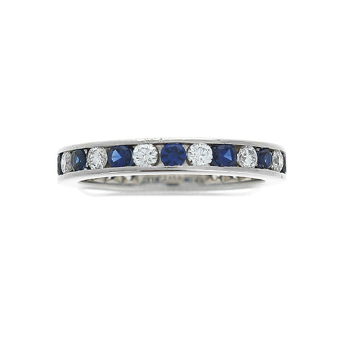Ladies Platinum 0.58cts Sapphire and 0.45cts Diamond Wedding Band