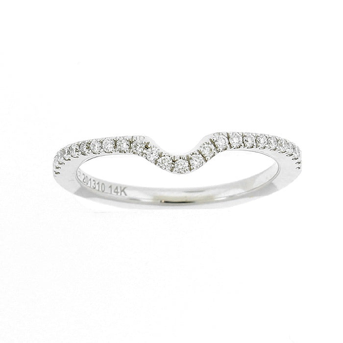Ladies 14kt White Gold 0.16cts Diamond Contour Wedding Band