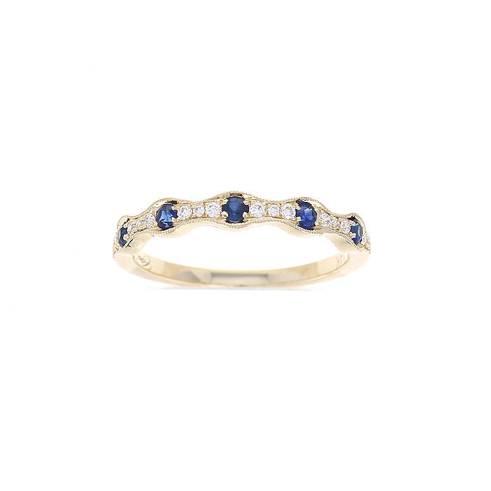 Ladies 14kt Yellow Gold 0.19cts Sapphire and 0.09cts Diamond Wedding Band