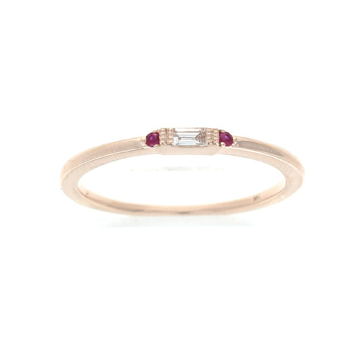 Ladies 14kt Yellow Gold 0.14cts Ruby and 0.06ct Diamond Wedding Band