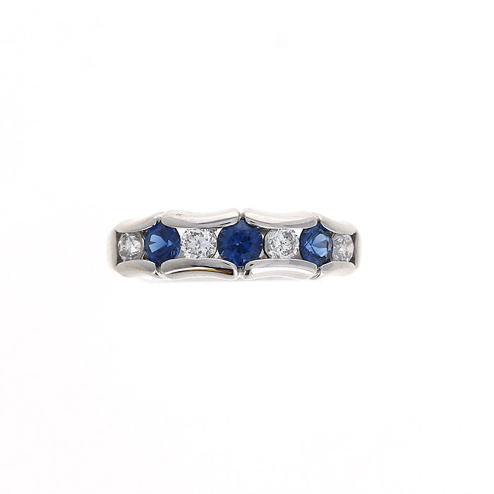 Ladies Platinum 0.64cts Sapphire and 0.39cts Diamond Wedding Band