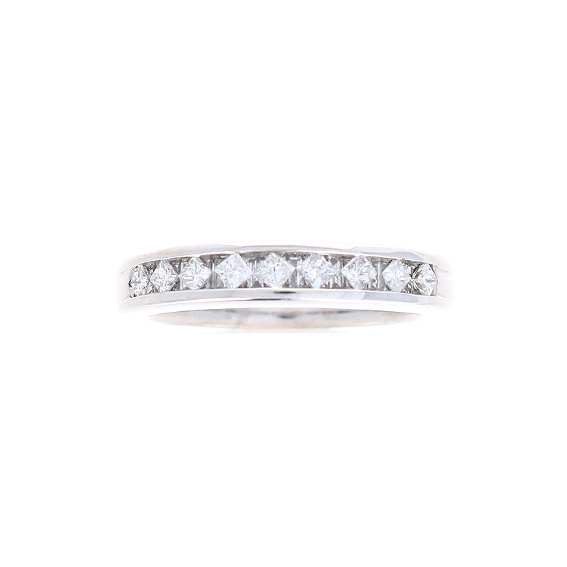 Ladies 14kt White Gold 0.36cts Princess and 0.16cts Baguette Diamond Wedding Band