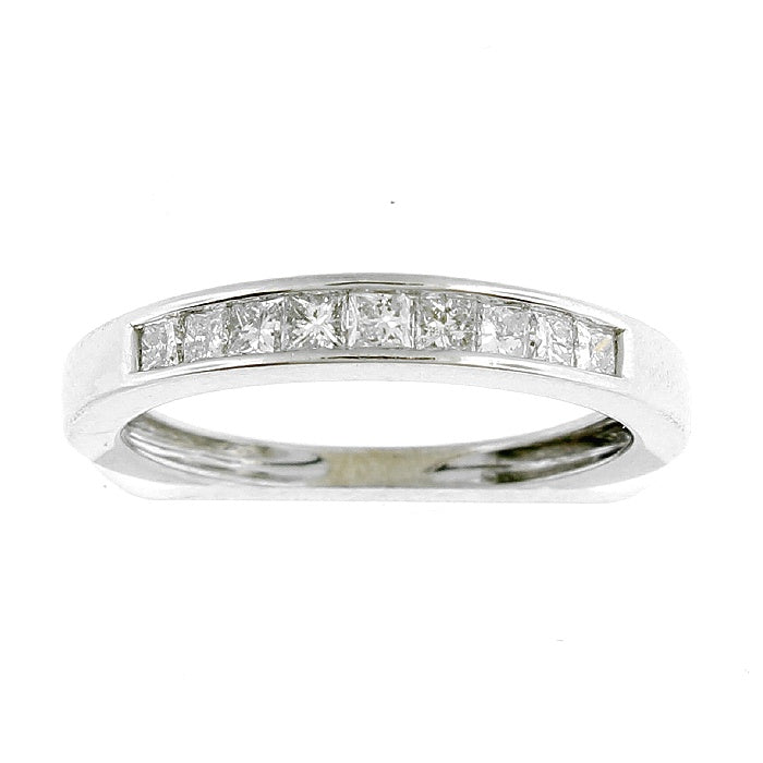 Ladies 14kt White Gold 0.22cts Princess Diamond Wedding Band
