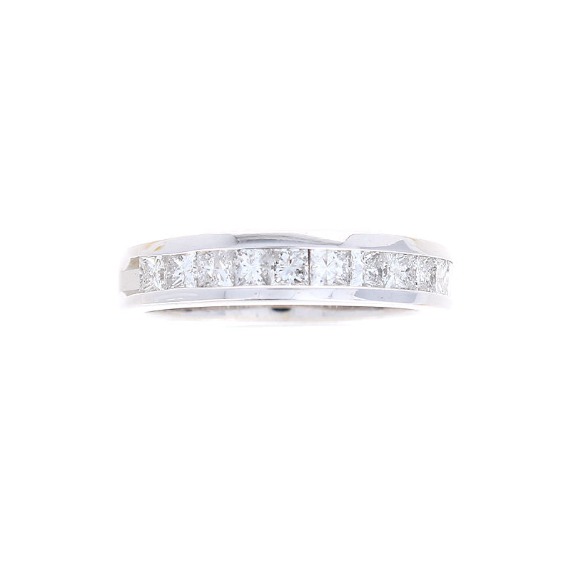 Ladies 14kt White Gold 0.88cts Princess Cut Diamond Wedding Band